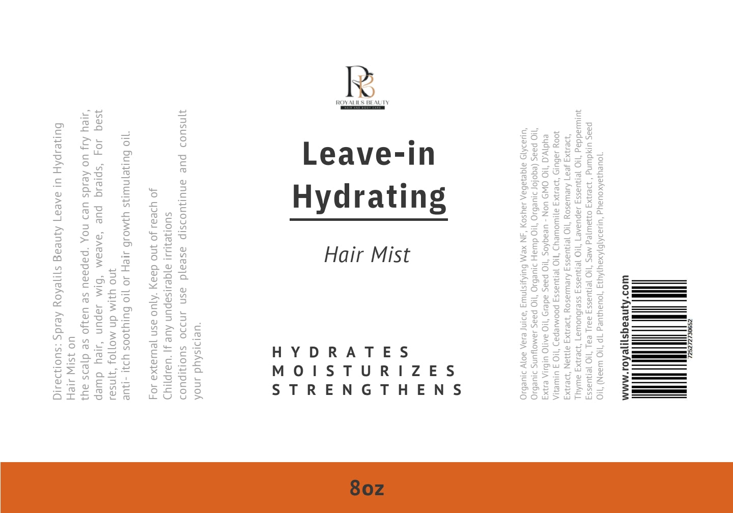 Leave in hydrating Hair mist